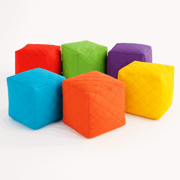 Quilted pouffe with wipe-clean fabric – versatile soft seating for indoor and outdoor use