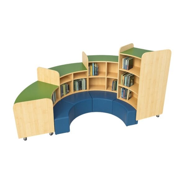Creative Library Curved Bookcase & Seat Set