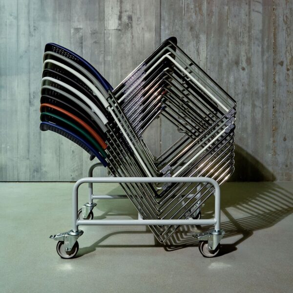 Grafton Chair Dolly holding stacked skid base chairs – durable transport solution for schools