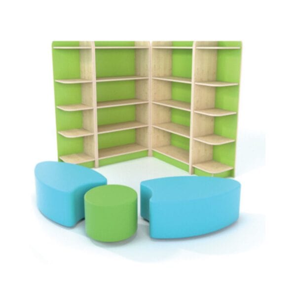 Creative Libary Corner Bookcase & Seat Set